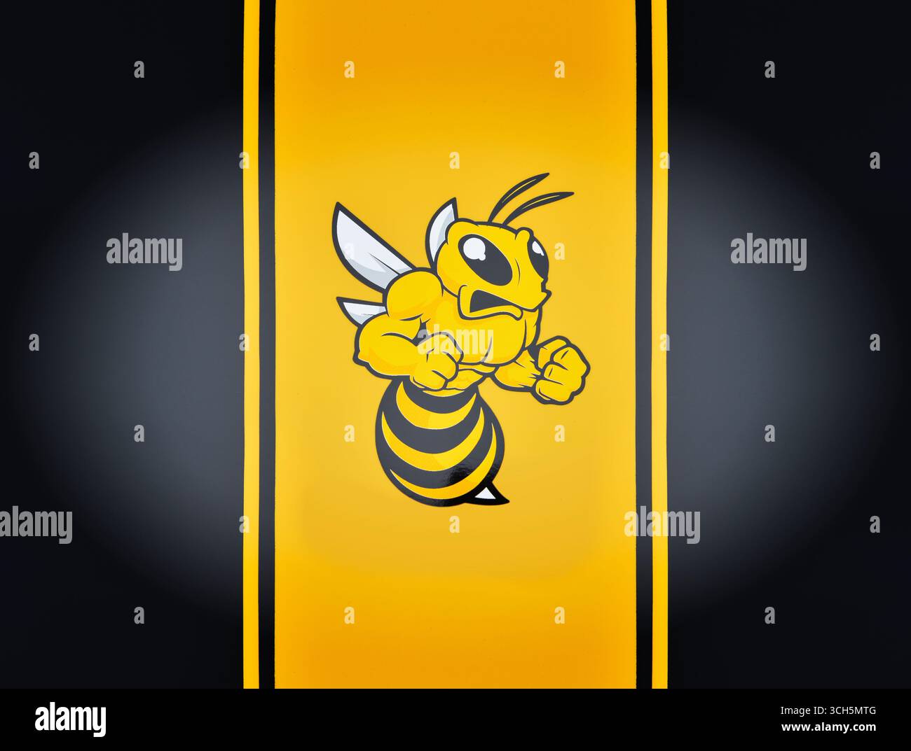 Yellow jacket logo on a Chevrolet Malibu at a car show Stock Photo