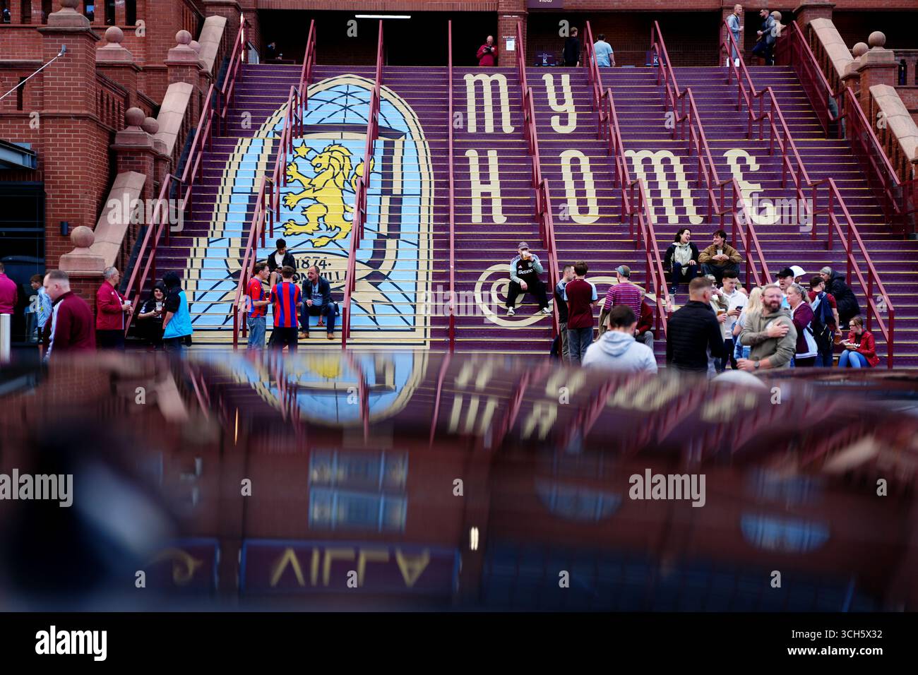 Aston Villa fans gather at the steps outside the Holte End at Villa Park, Birmingham ahead of the Premier League match between Aston Villa and Crystal Palace. Picture date: Sunday August 31, 2025. Stock Photo