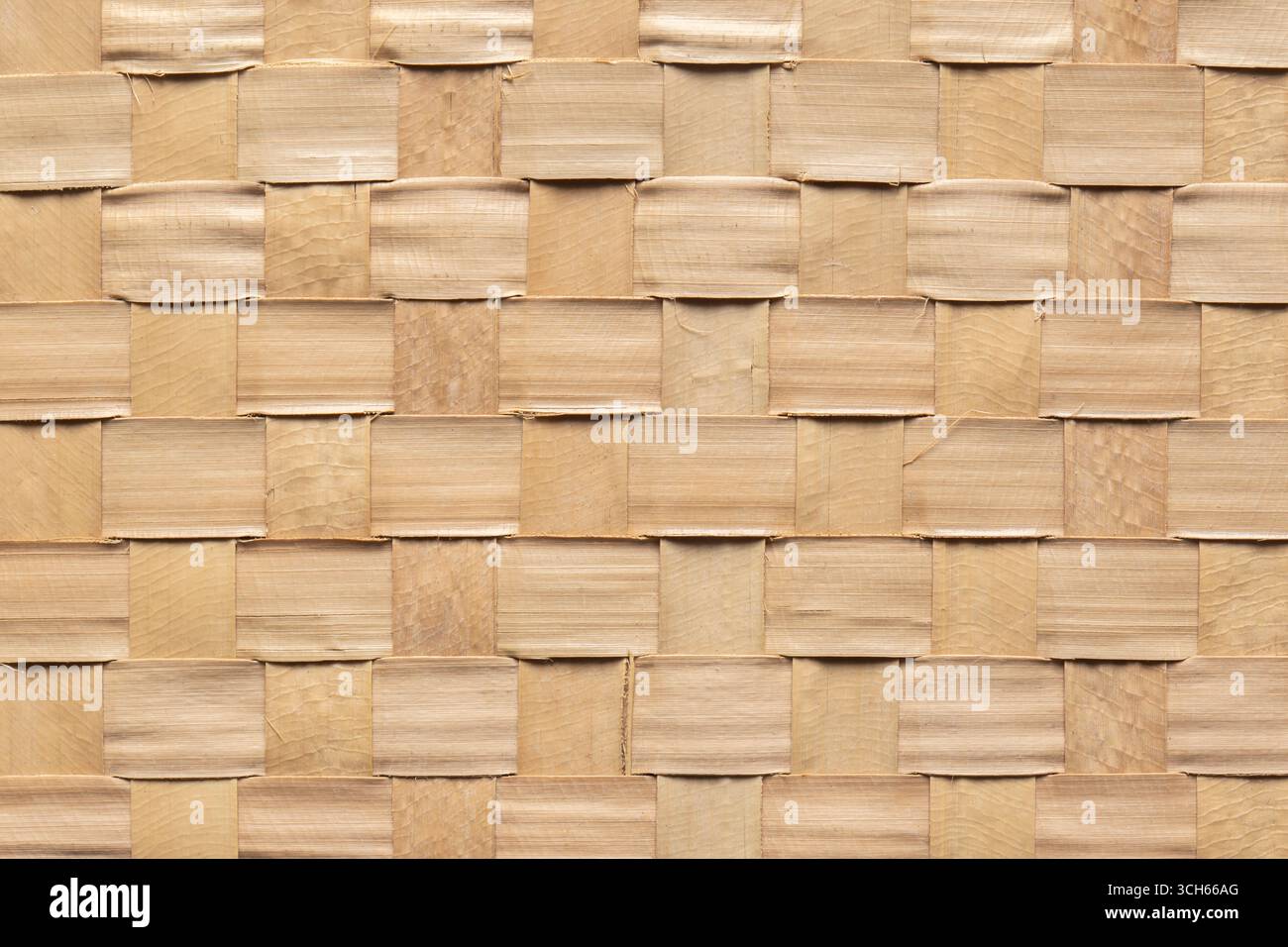 Thin strips of bamboo woven into a grid pattern background backdrop. Stock Photo