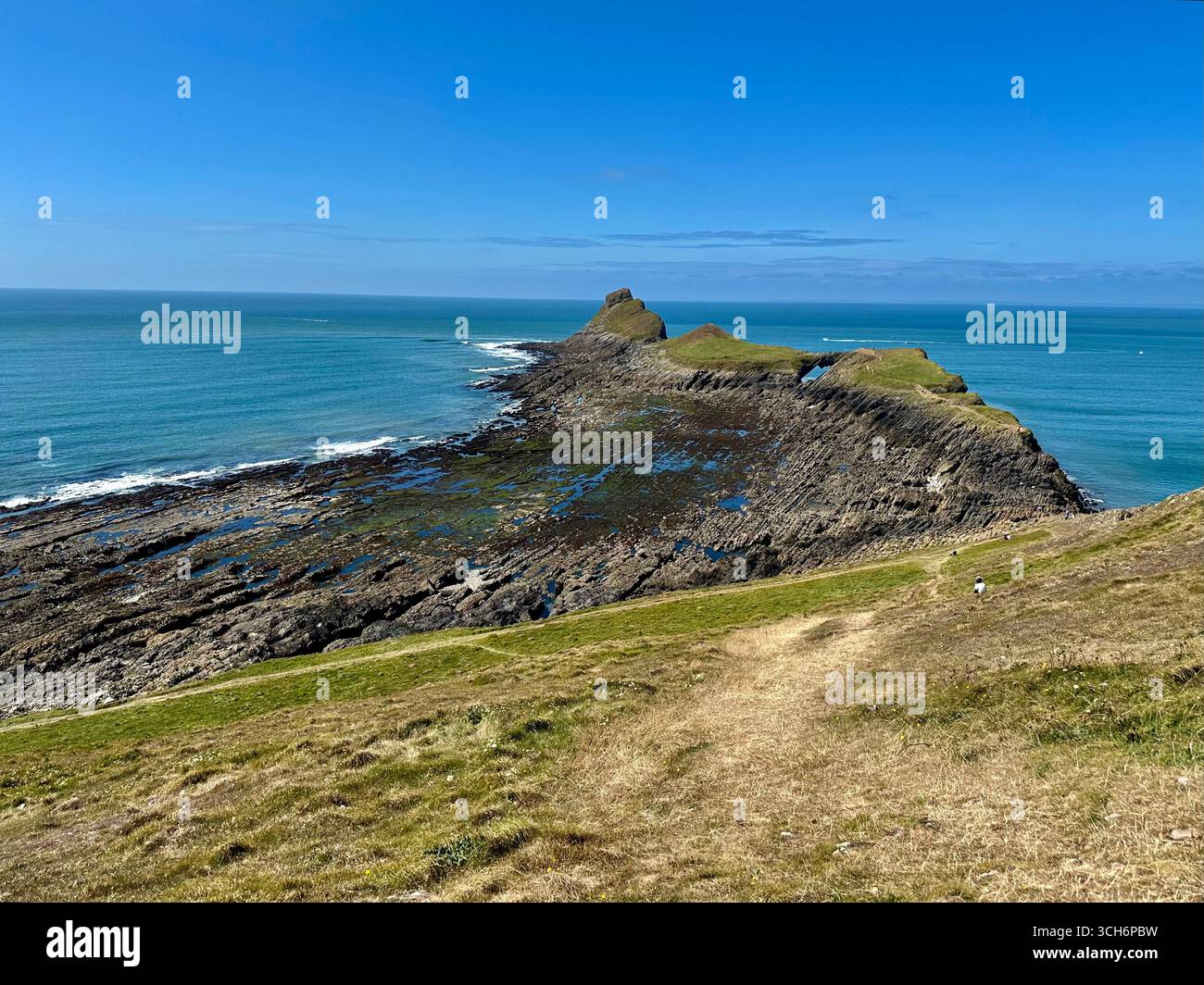 View of the outer head of Worms Head - Smartphone Captured Stock Image