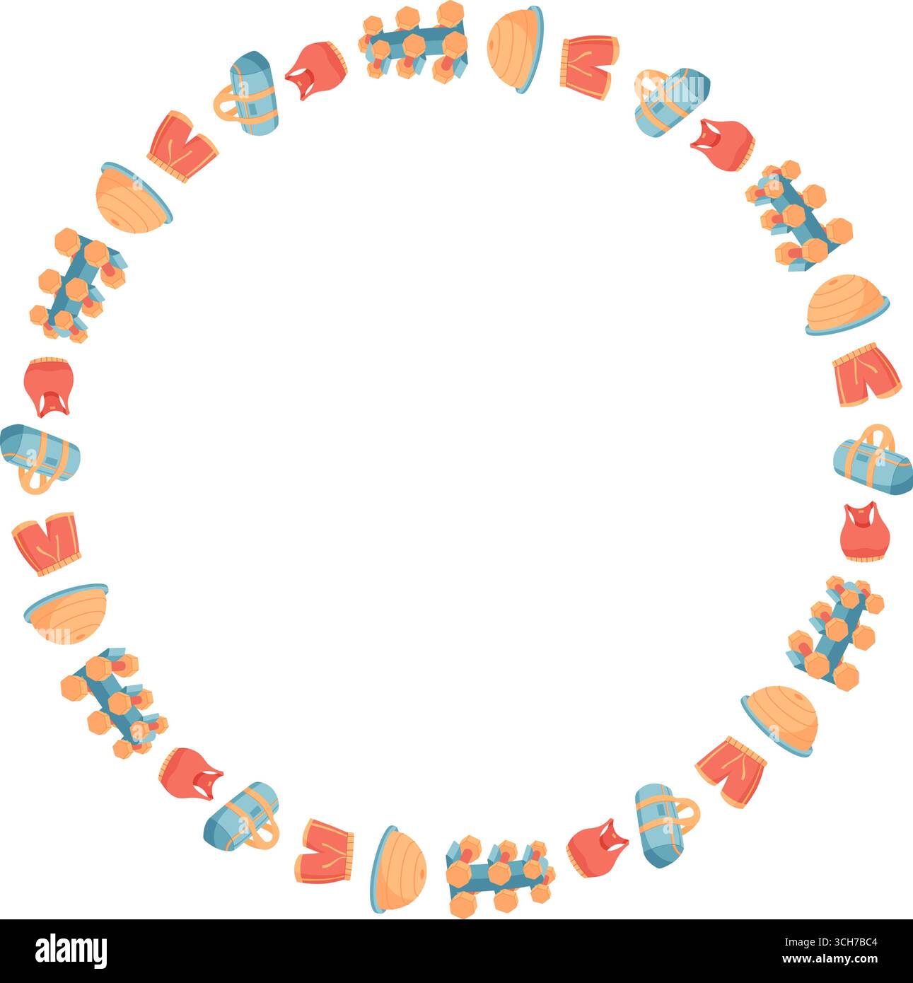 Colorful Seamless Round Gym Frame Stock Vector