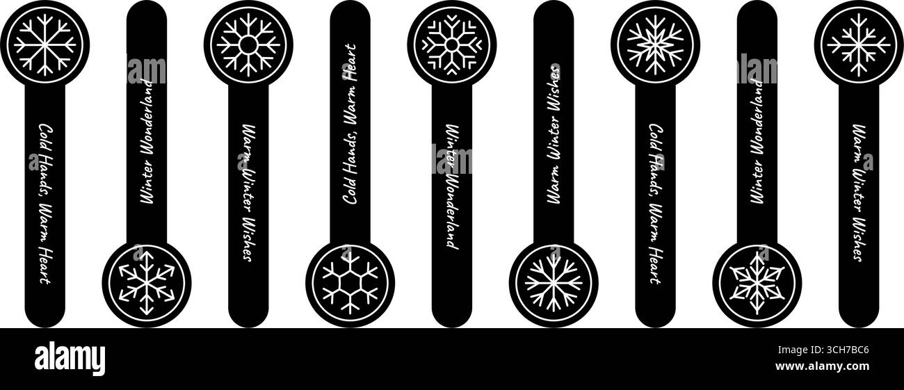 Winter Snow Flake Sticker Label Set Stock Vector