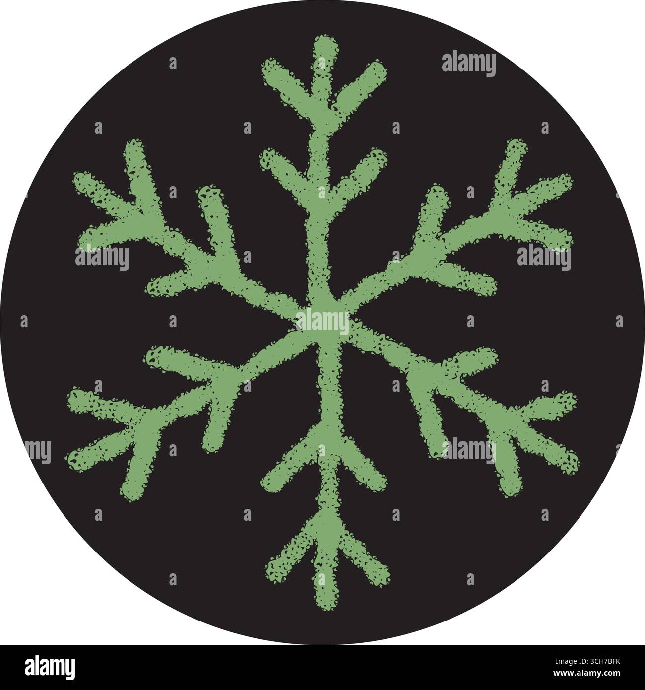 Chalk Snowflake Sticker Black Circle Stock Vector