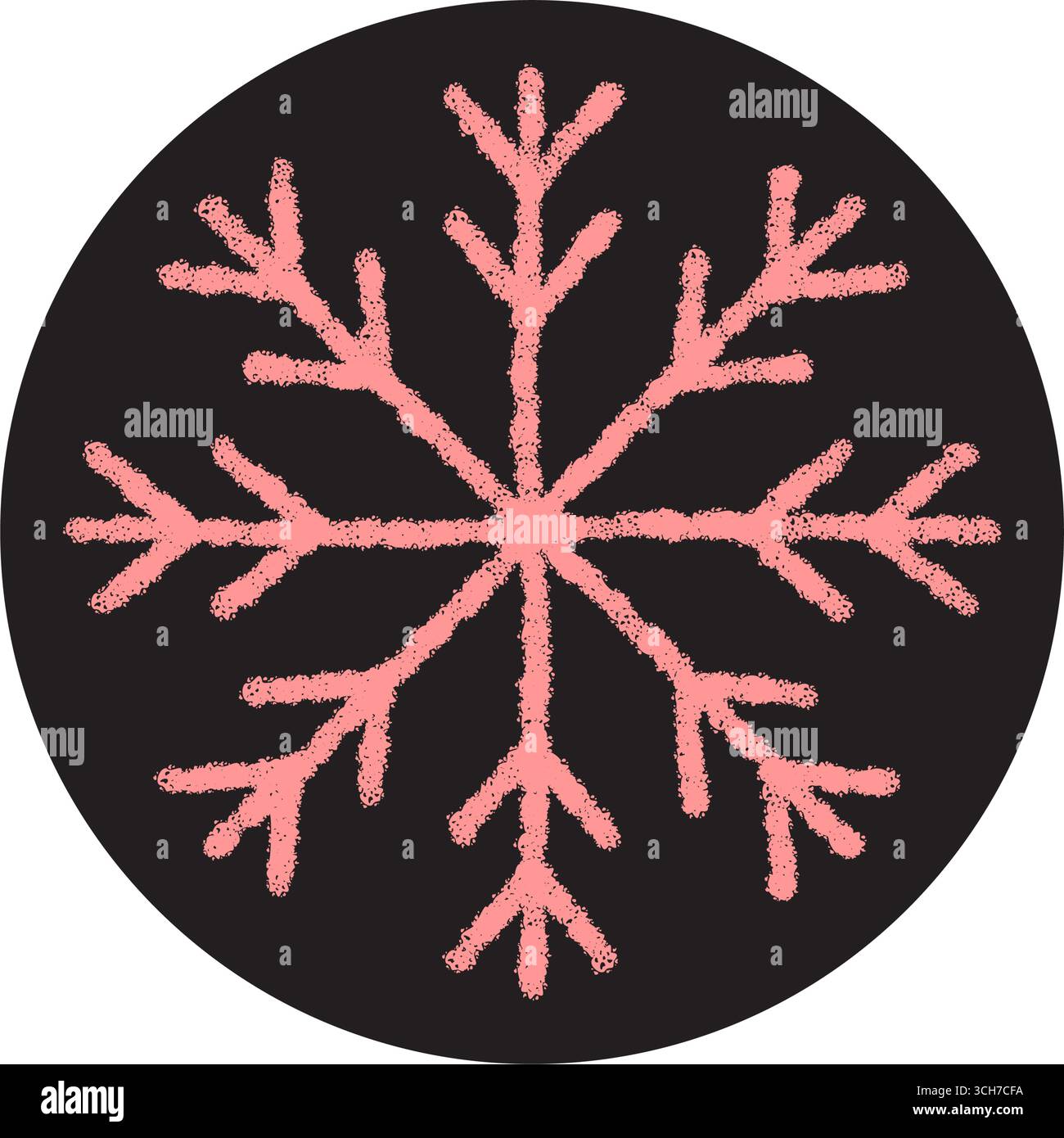 Pink Crayon Snowflake Sticker Emblem Stock Vector