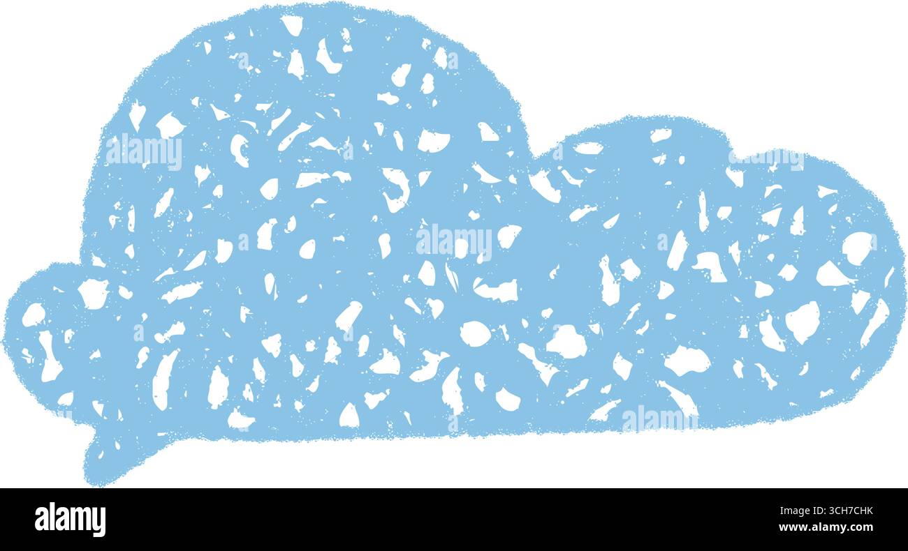 Blue Crayon Speech Cloud Bubble Stock Vector