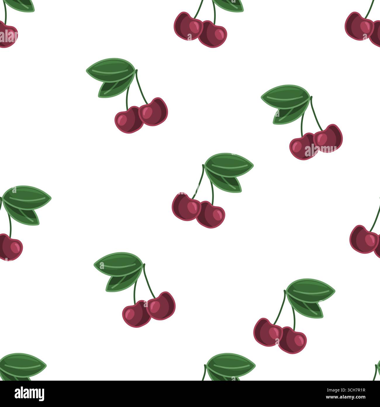 Seamless cherry pattern on white background Stock Vector