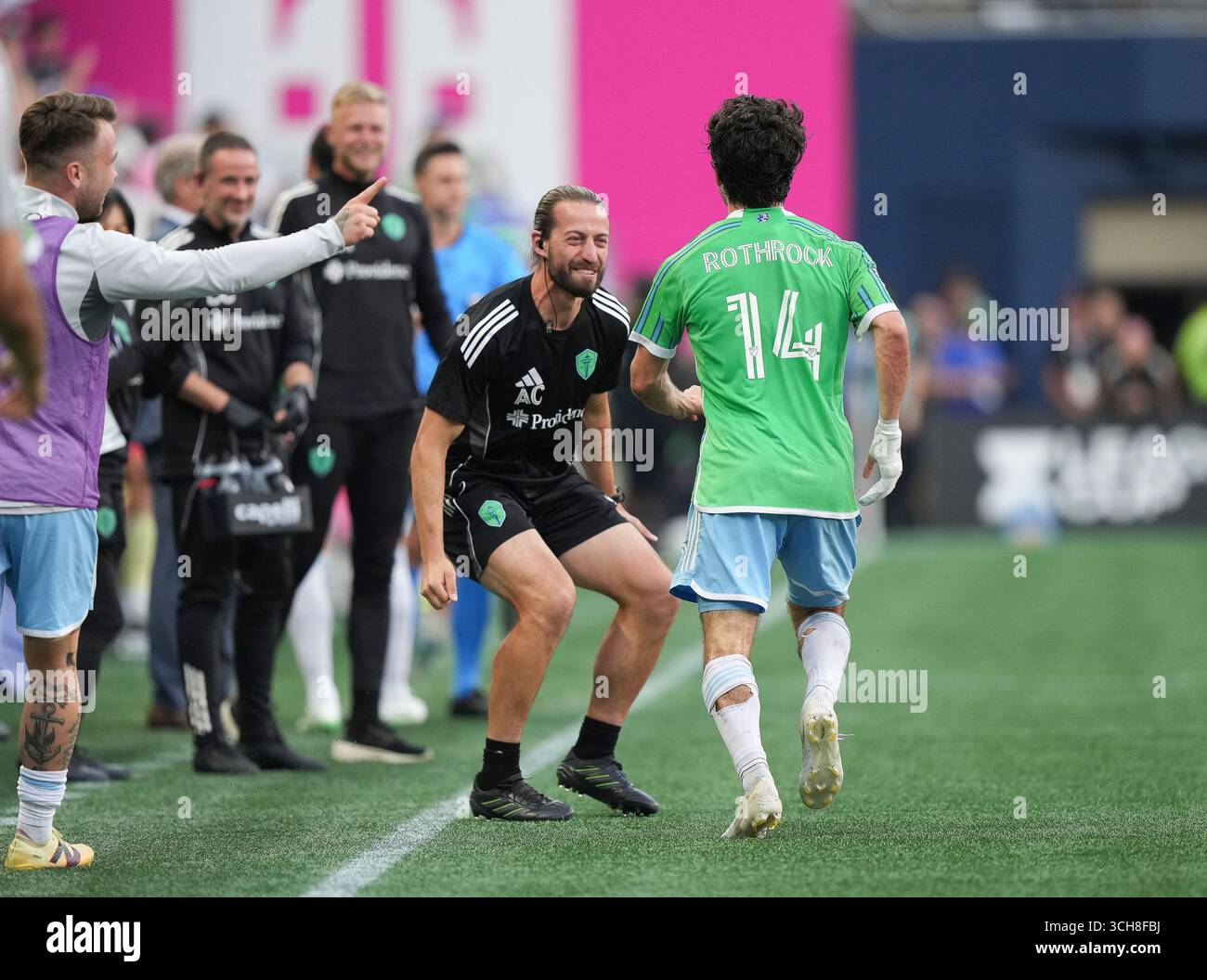 SEATTLE, WA - AUGUST 31: The Sounders bench celebrates Forward Paul ...