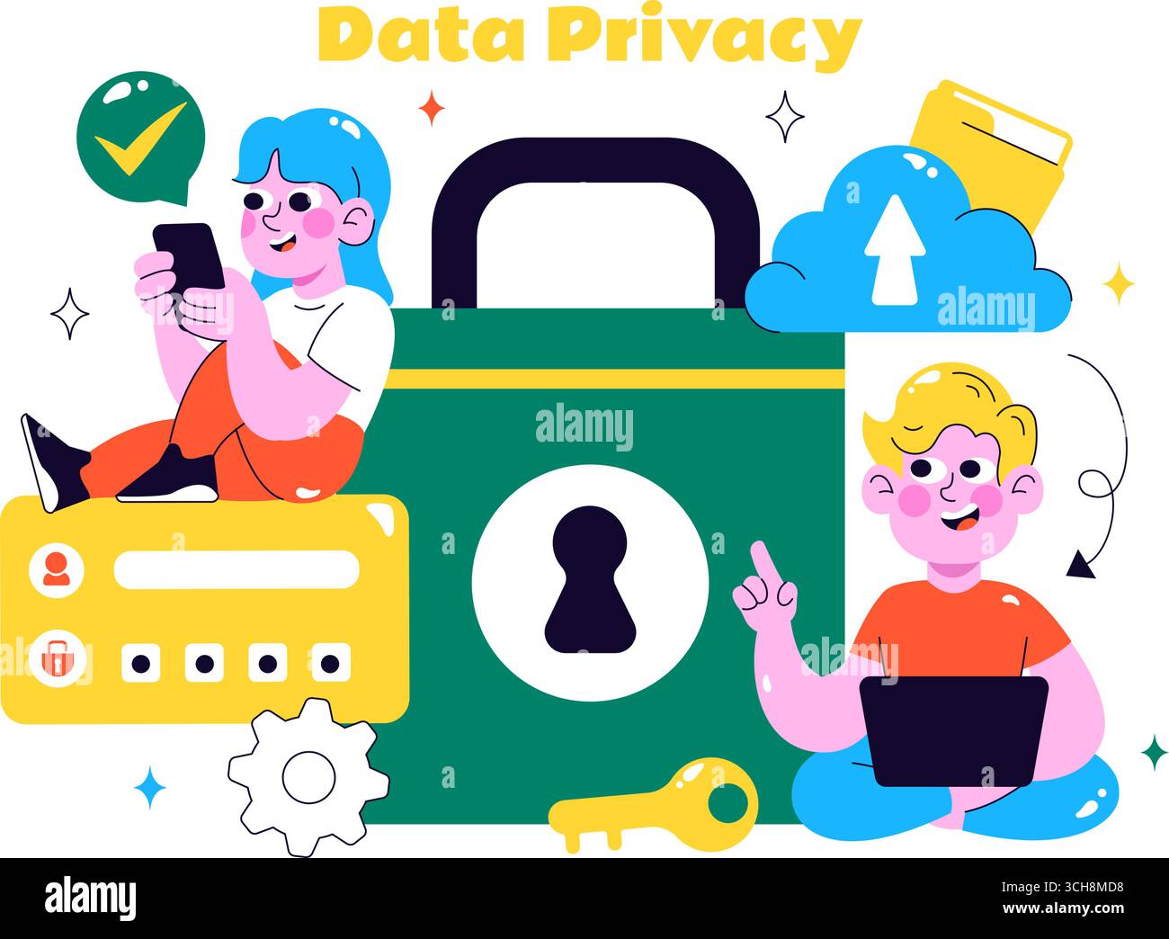 Privacy Coding Document Data Privacy Vector Illustration Featuring Cybersecurity with a Lock on ...