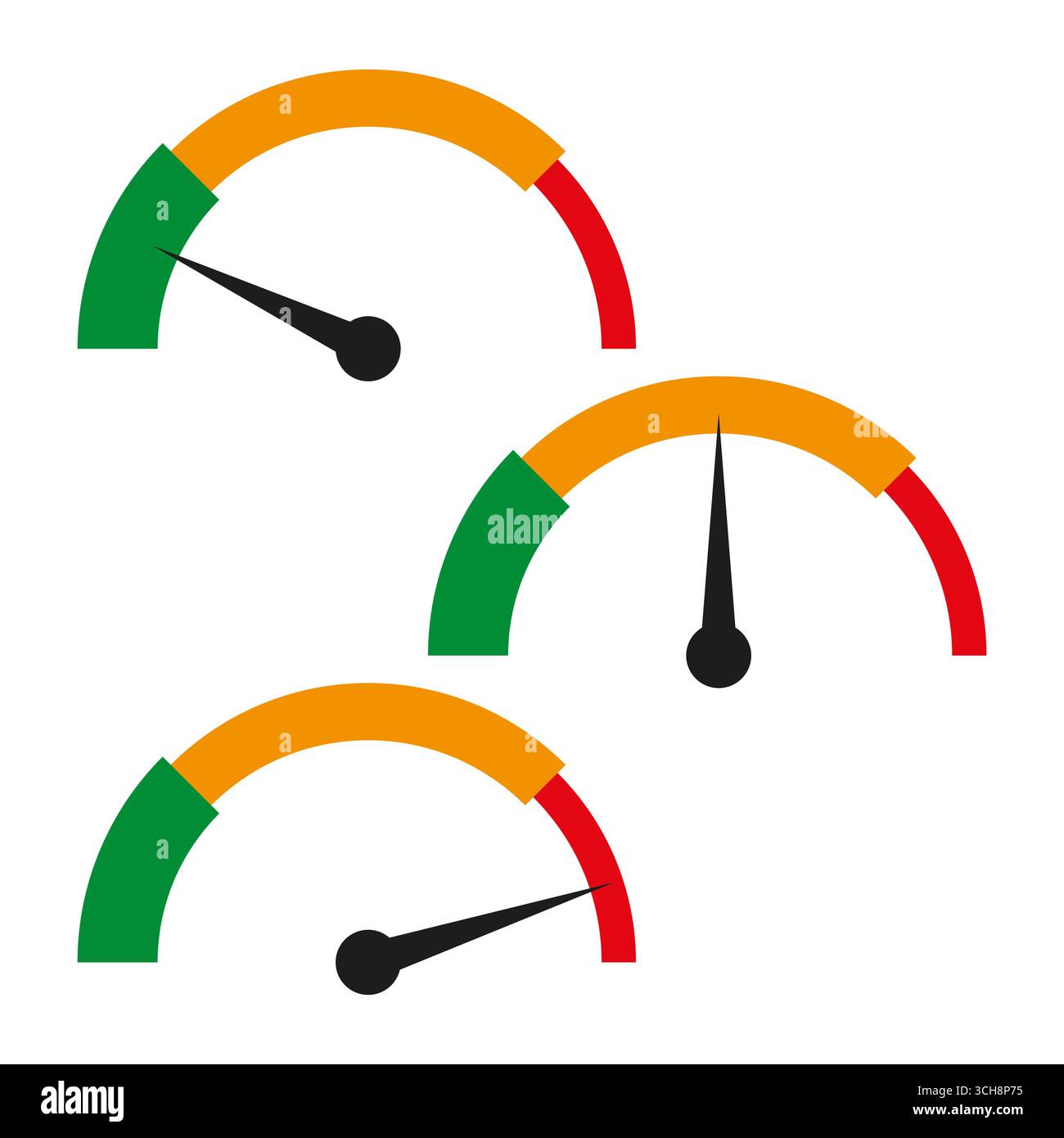 Gauges meter dashboard. Performance level indicators. Vector ...