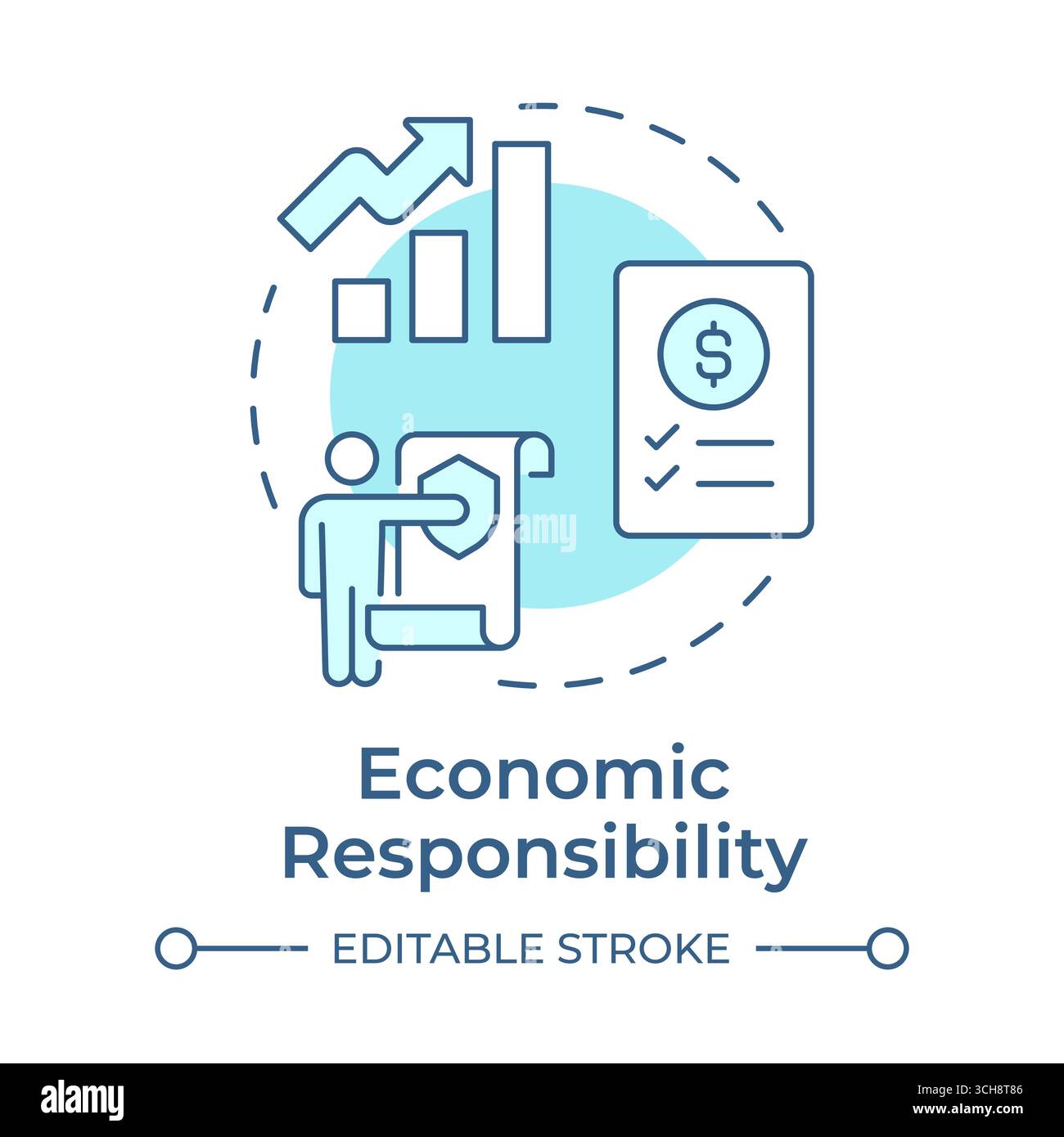Economic responsibility soft blue concept icon Stock Vector