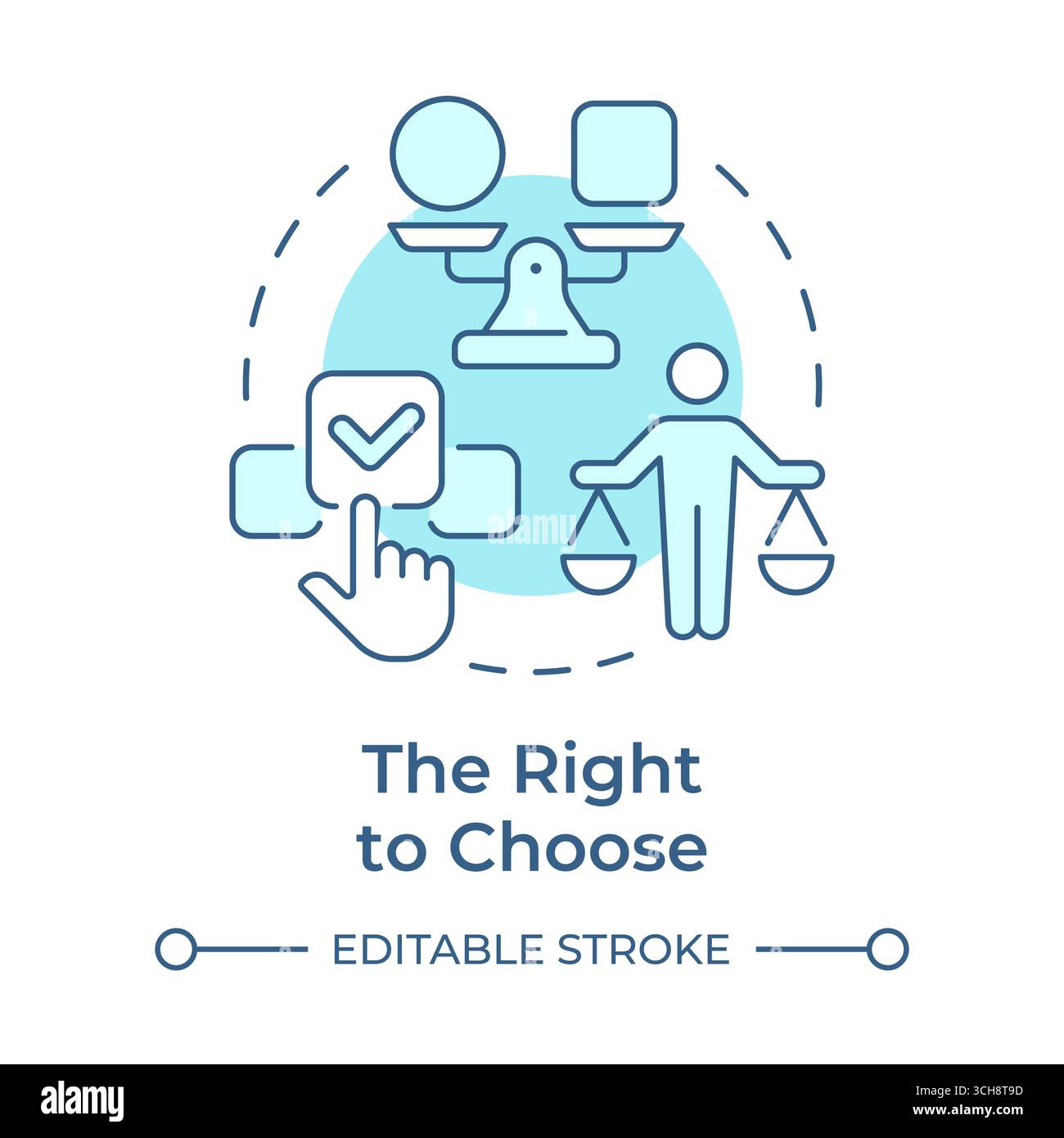 Right to choose soft blue concept icon Stock Vector