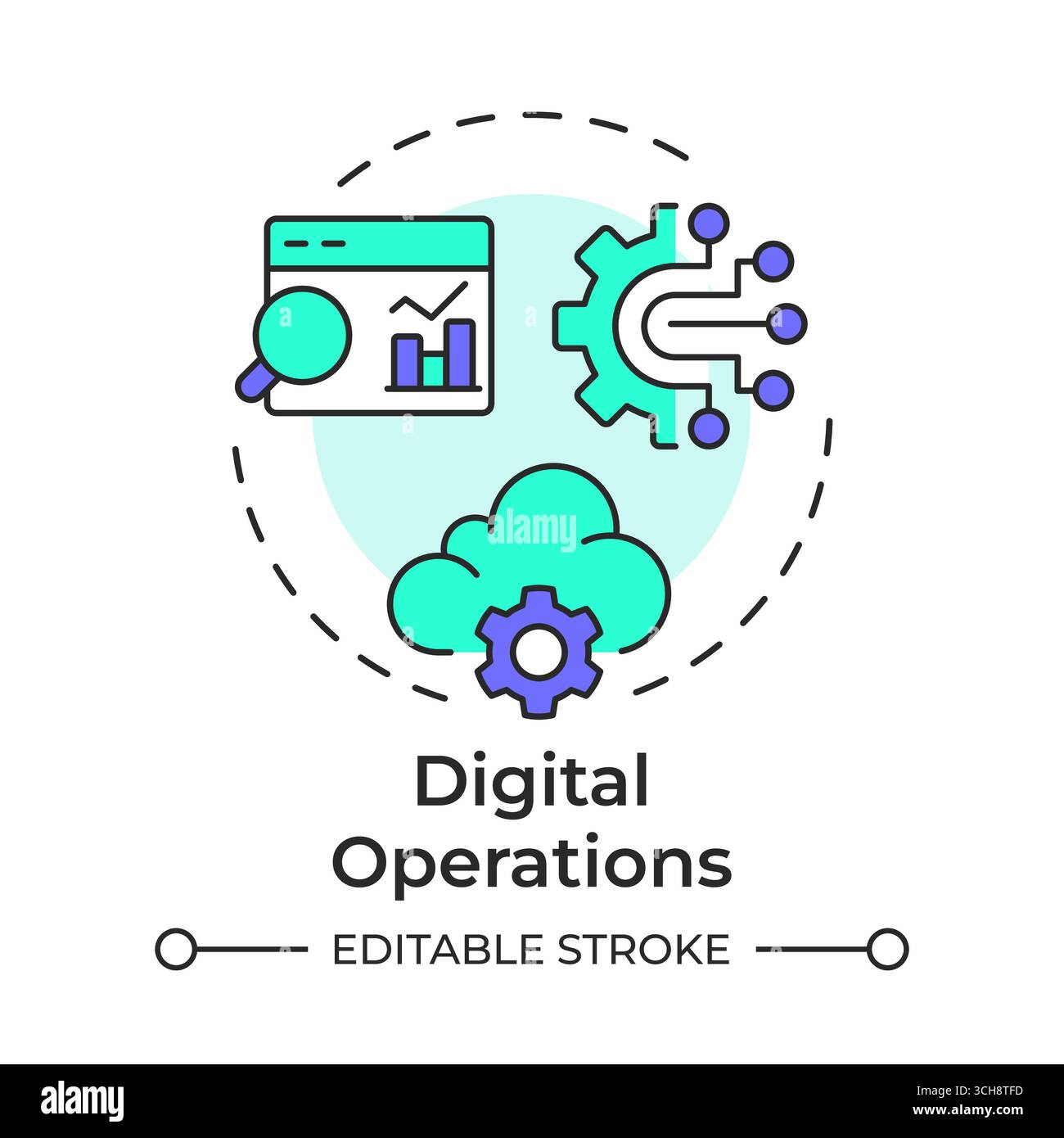 Digital operations multi color concept icon Stock Vector