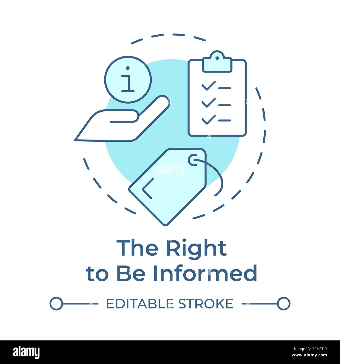 Right to be informed soft blue concept icon Stock Vector