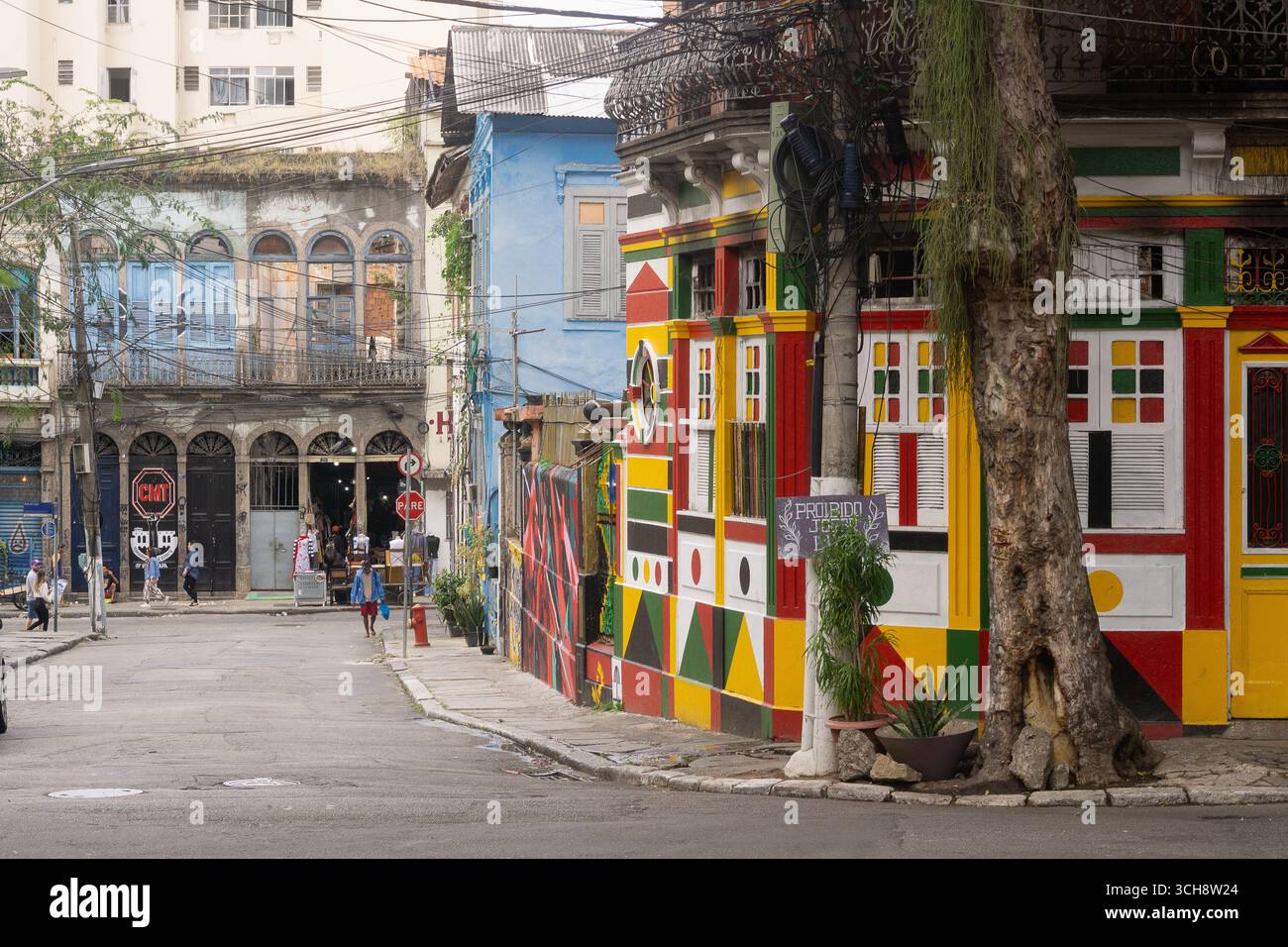 Rio de Janeiro, Brazil - A street scene in Lapa neighbourhood, a vibrant and bohemian part of the city. Stock Photo