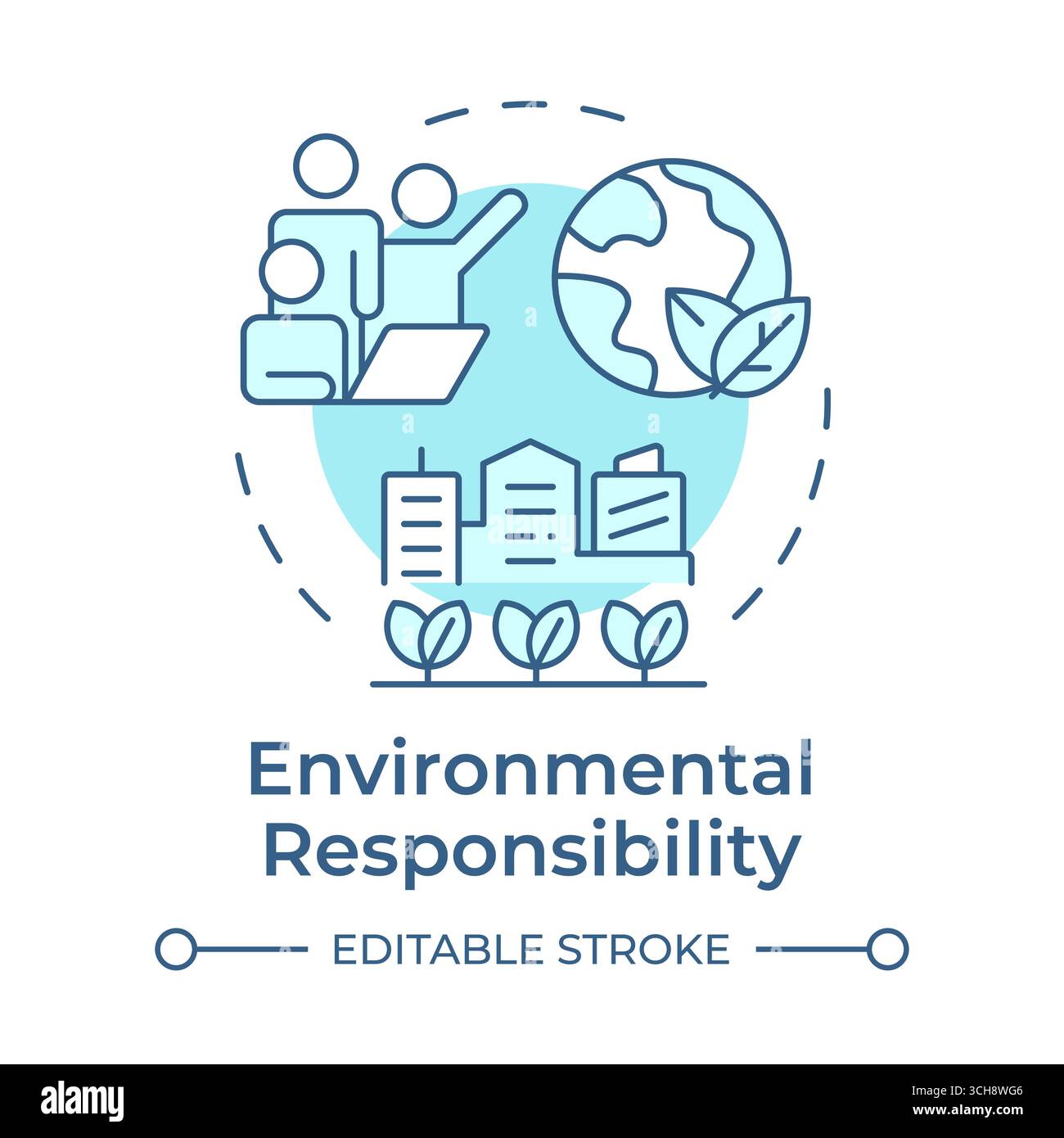 Environmental responsibility soft blue concept icon Stock Vector