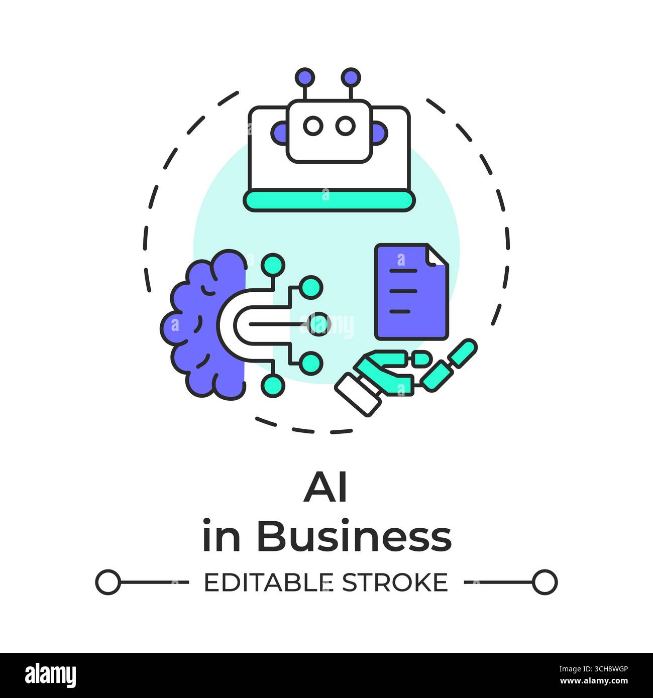AI in business multi color concept icon Stock Vector