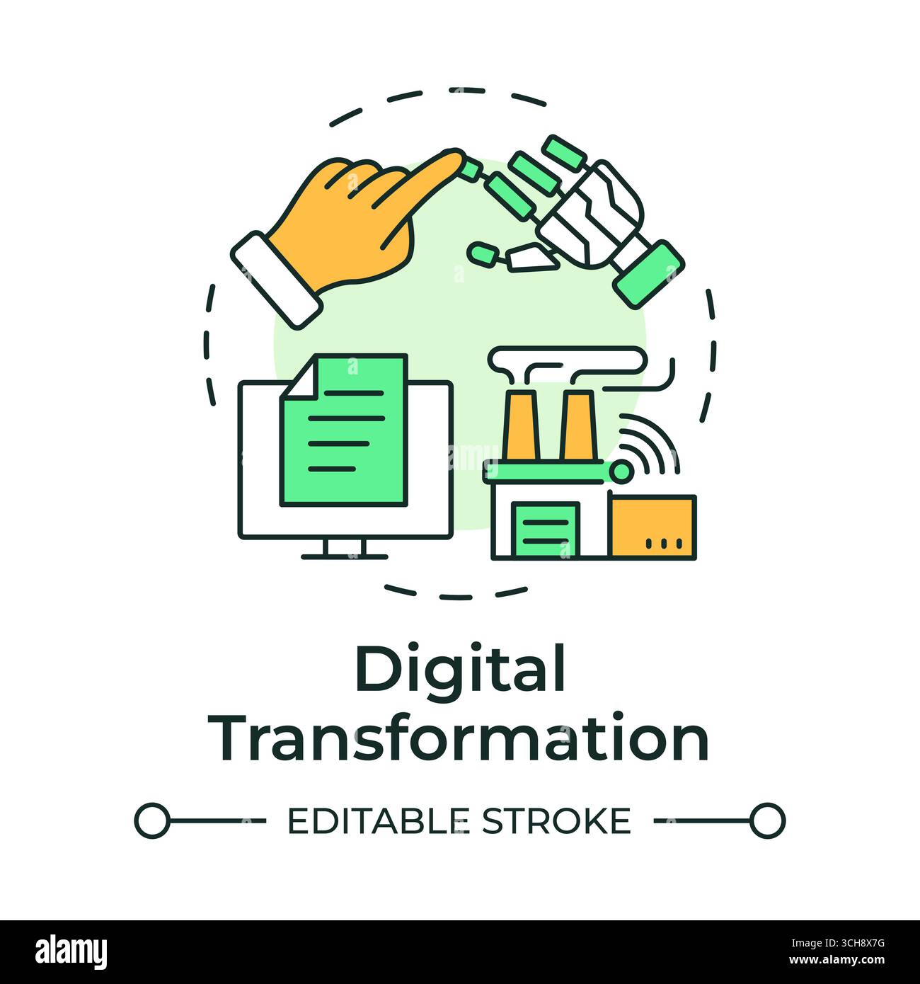 Digital transformation multi color concept icon Stock Vector