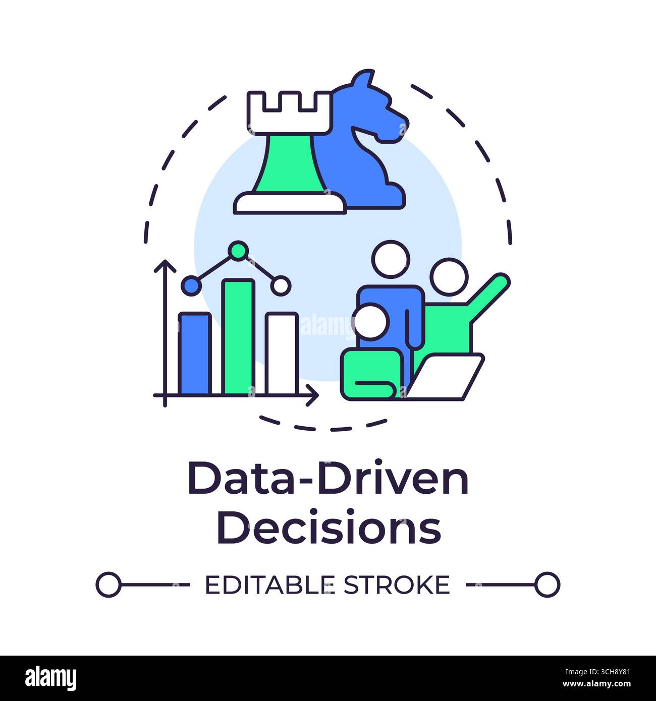 Data-driven decisions multi color concept icon Stock Vector