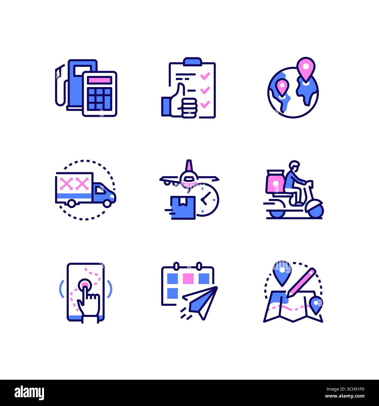 Logistics - colorful line design style icons set Stock Vector Image ...