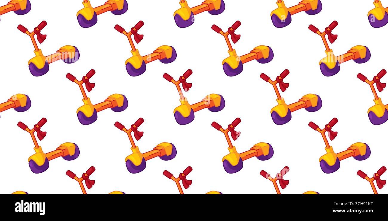 Seamless Cartoon Kids Scooter Pattern Stock Vector