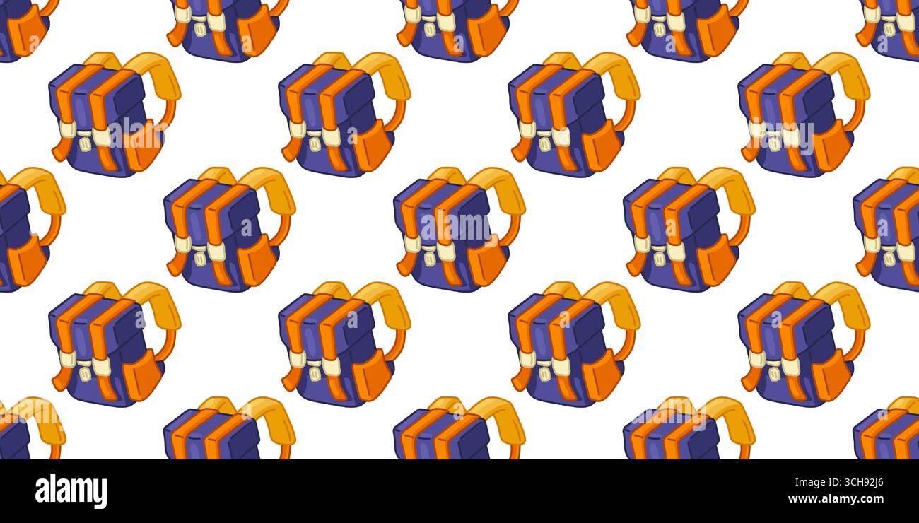 Seamless Cartoon School Backpack Pattern Stock Vector