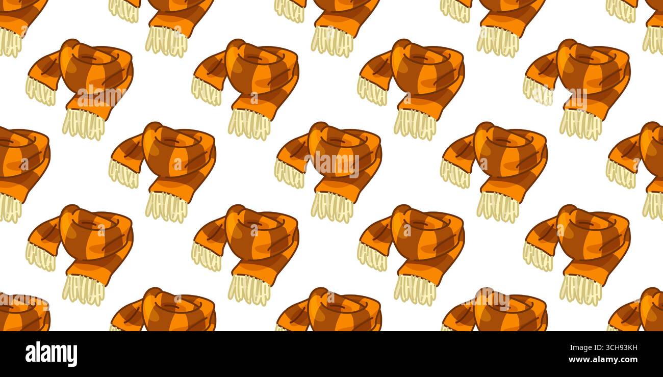 Seamless Cartoon Orange Scarf Pattern Stock Vector