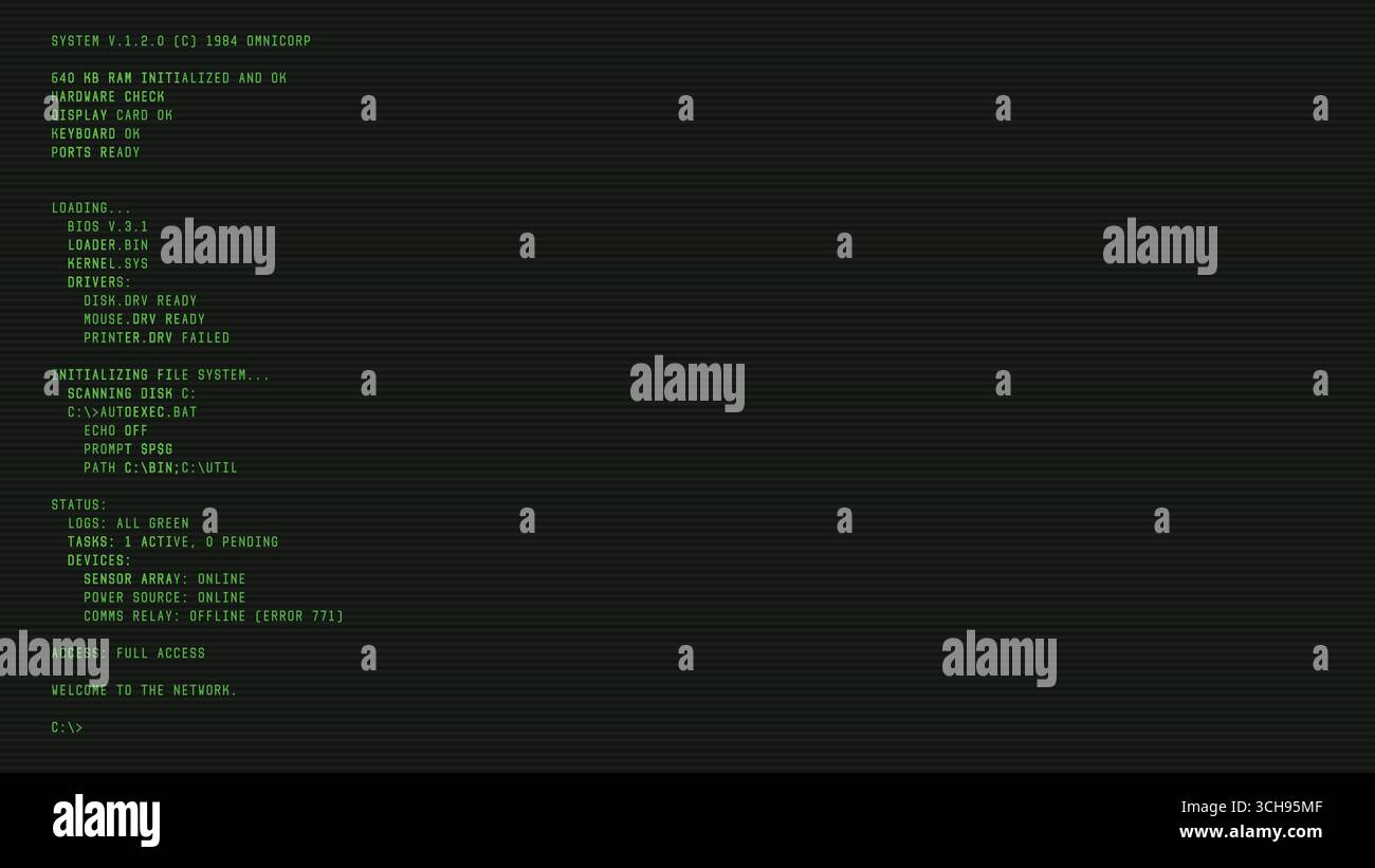 Retro monochrome green system overlay Stock Vector Image & Art - Alamy