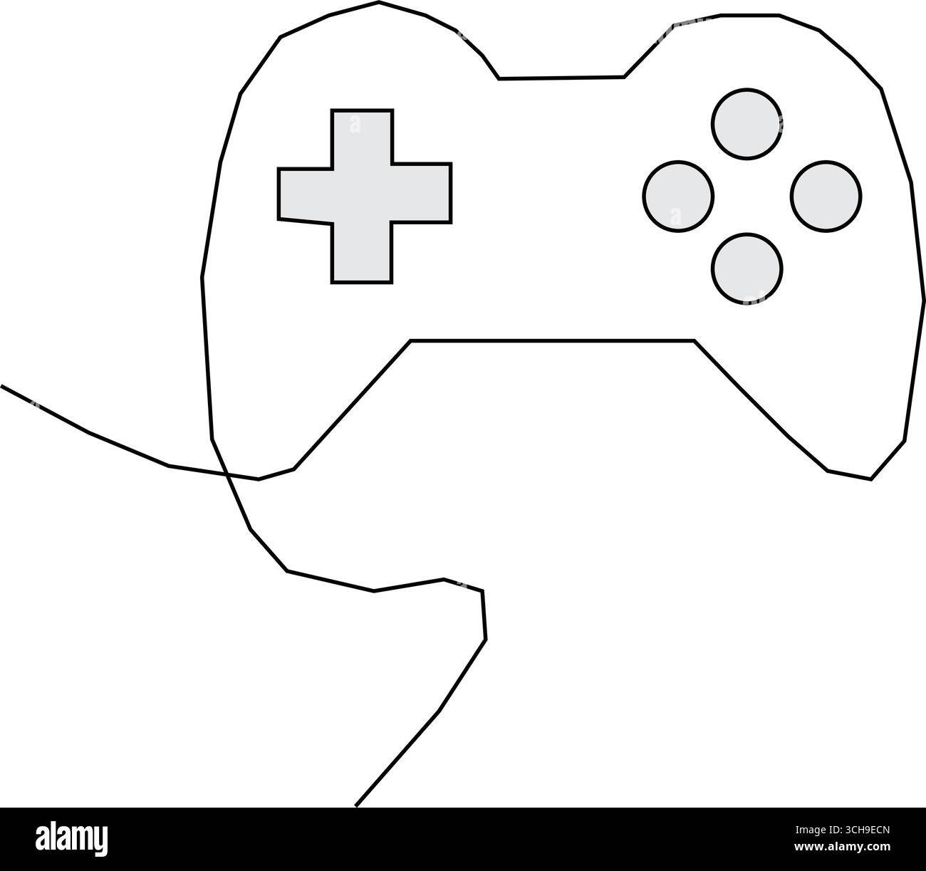 Game Joysticks outline drawing illustration. one continuous line ...