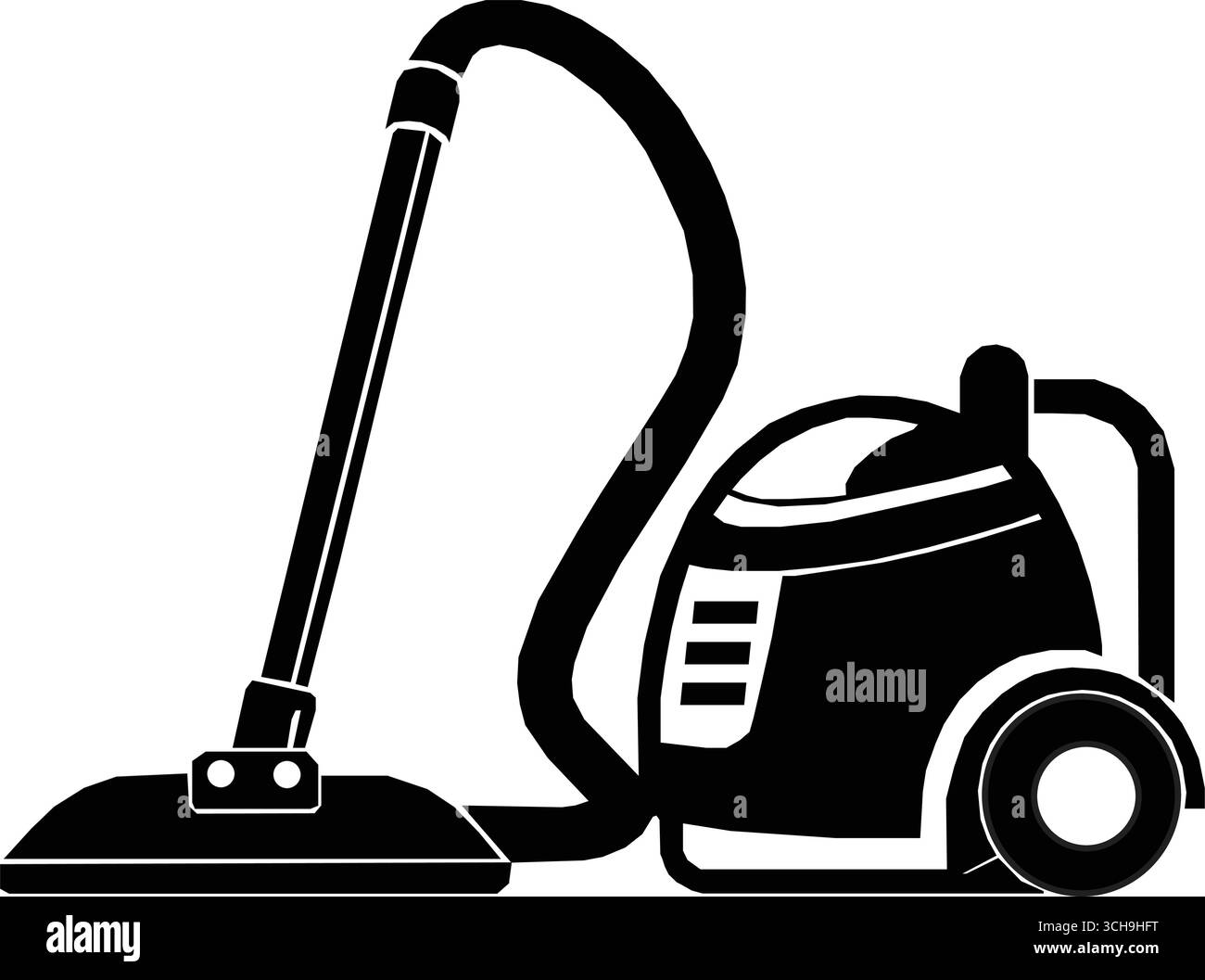vacuum cleaner line art silhouette vector illustration. On white background. Stock Vector