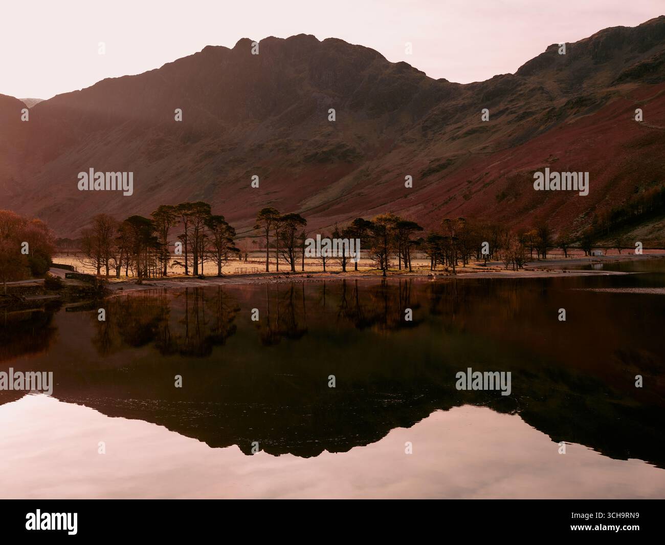 The autumn colour palette of the Lake District National Park landscape at Buttermere, Cumbria, England UK Stock Photo
