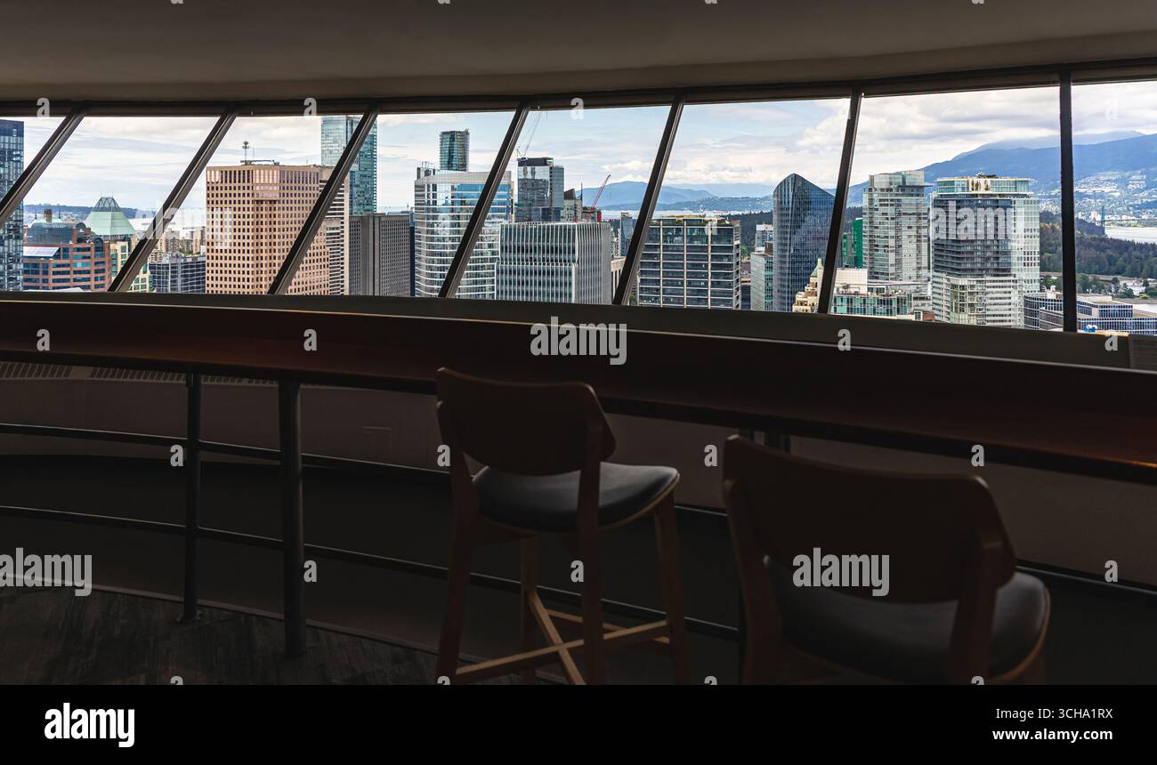 Panoramic View of Downtown Vancouver city skyline Through Lookout Tower ...