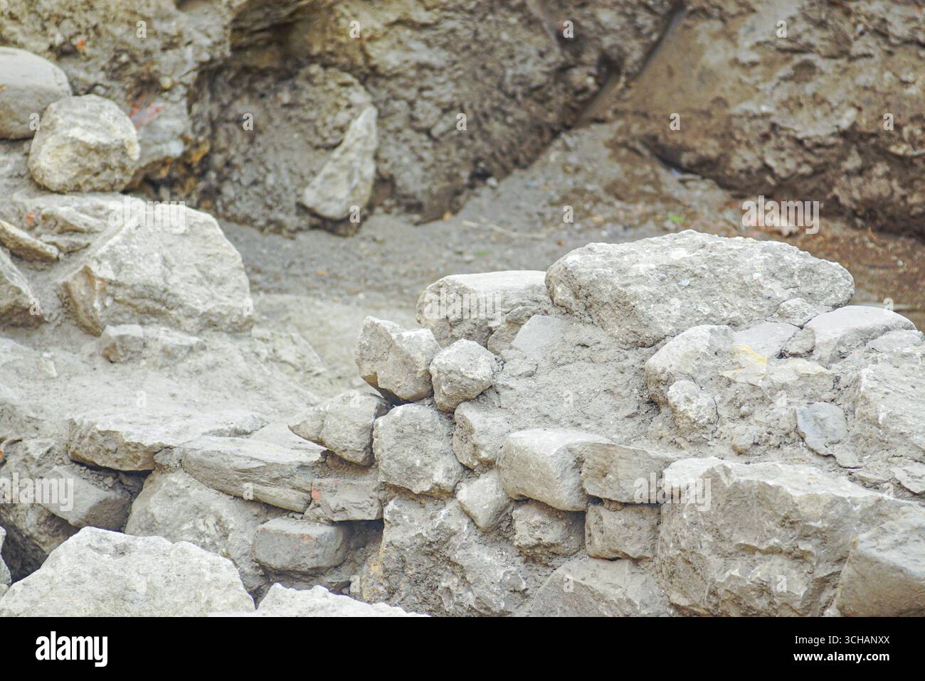 Excavation at Belgrade Fortress: ruins and historic stone structures ...