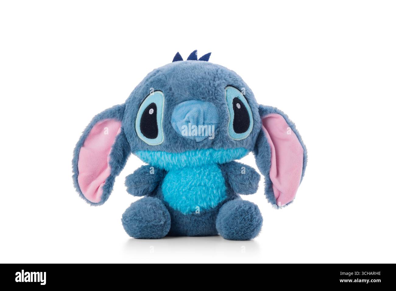 Stitch Character, Disney Store Plush Toy Product Photography, Lilo & Stitch Animated Movie Furry Alien Animal Figure Stock Photo