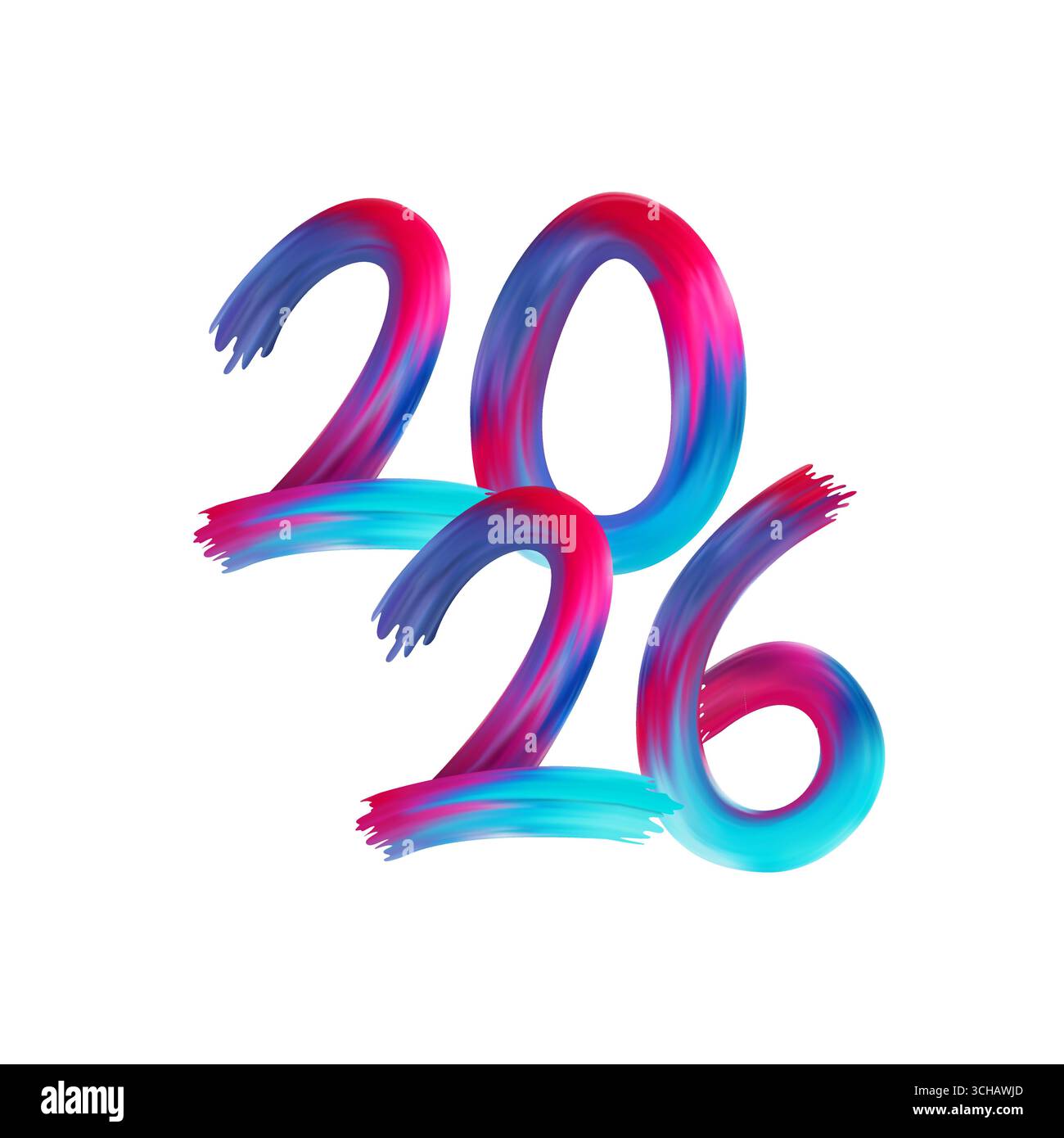 Dynamic 2026 typography with colorful brush strokes in diagonal layout ...