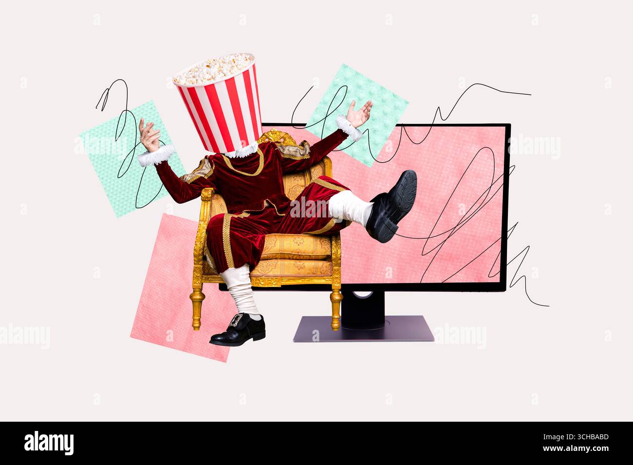 Composite 3d image banner collage of anonym nobleman sit throne pc ...