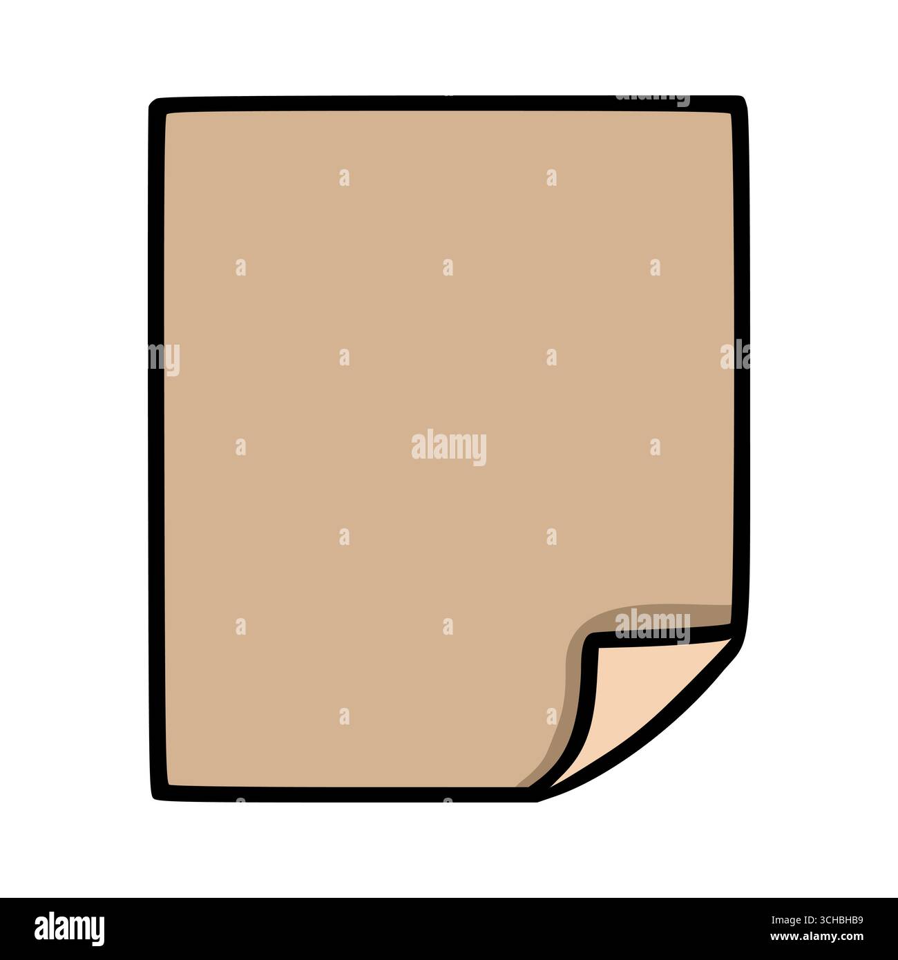 A vector illustration of a single, light brown sticky note with a ...