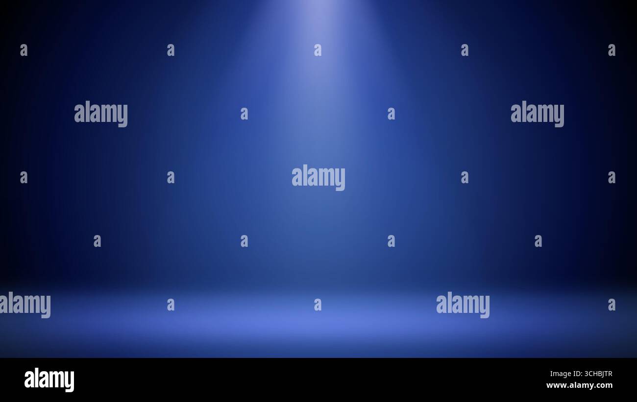 Spotlight blue stage background. Minimalist interior studio room ...