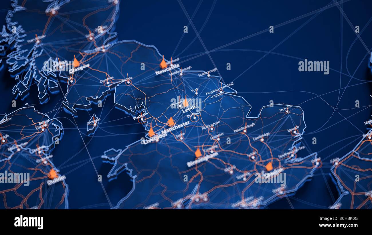 Visual Map Data Leeds map big data visualization. Futuristic map infographic of city in ...