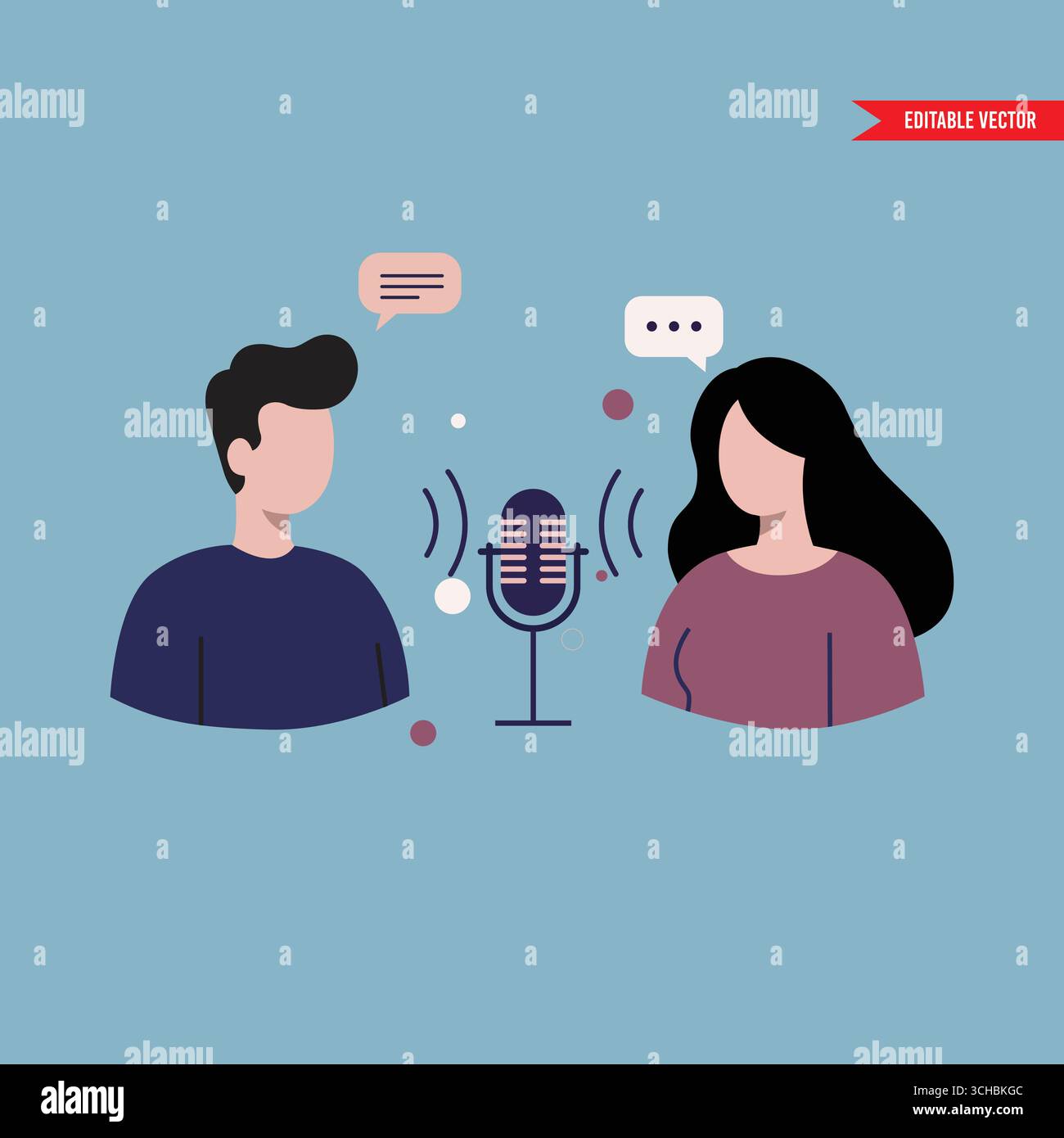 Podcast Interview: Two Individuals Discussing a Topic Stock Vector