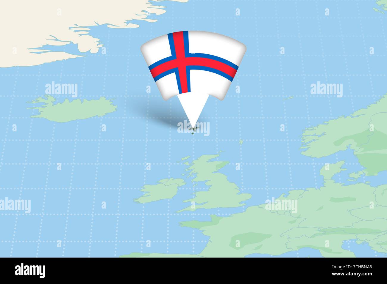 Faroe Islands Highlighted on Europe Map with Flag Icon. Detailed Vector ...