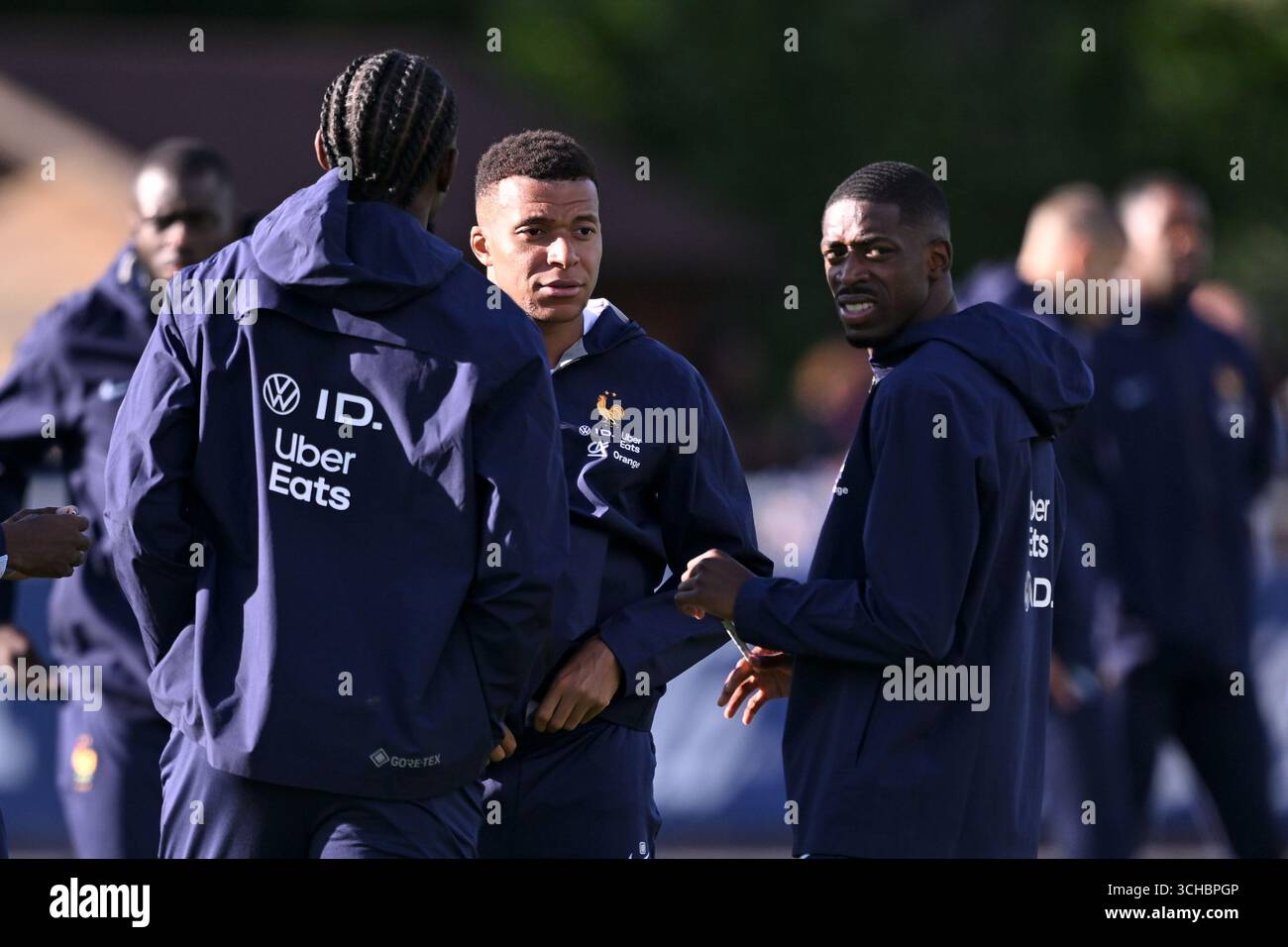 11 Ousmane DEMBELE (fra) - 10 Kylian MBAPPE (fra) during arrival and ...