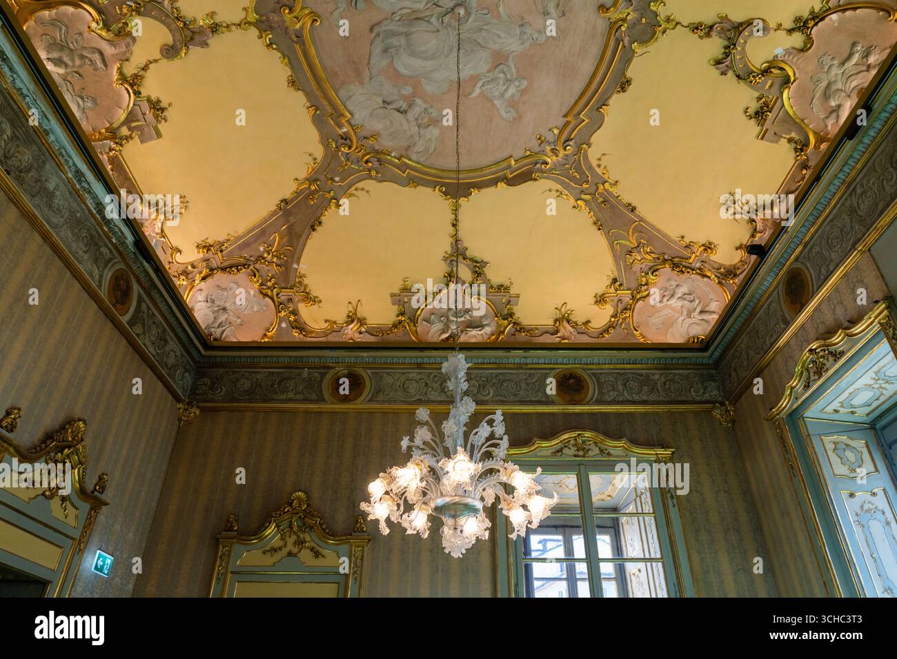 Milan, Italy - April, 11, 2025: Baroque and Rococo style ceiling with ...