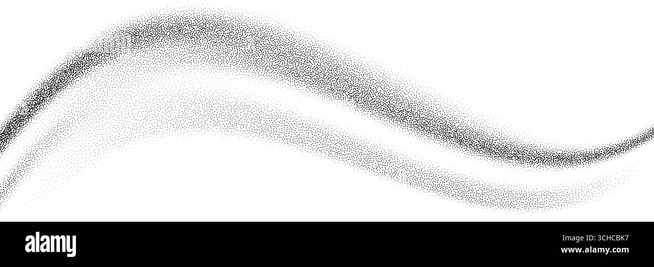 Gradient grainy texture wave. Black stippled curve line background ...