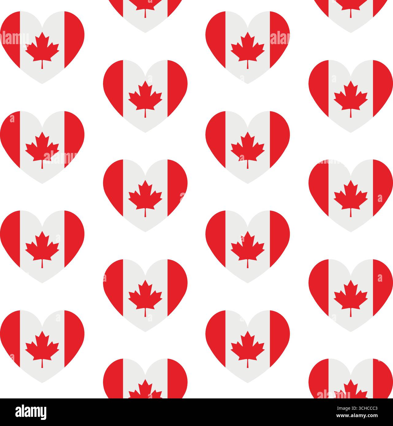 Vector seamless pattern of flat Canada flag heart Stock Vector