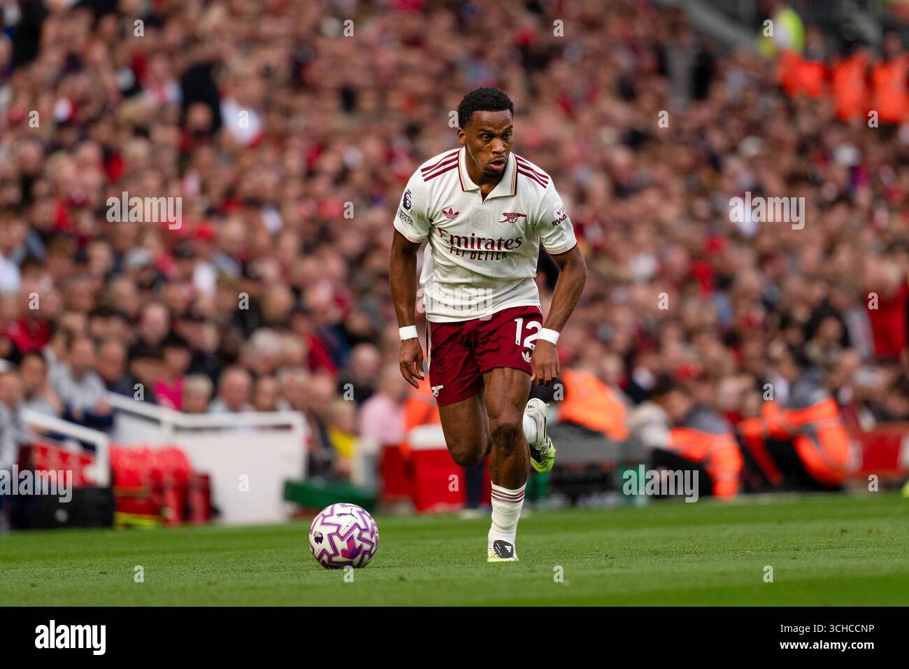 Arsenal's Jurrien Timber is seen during the Premier League match ...