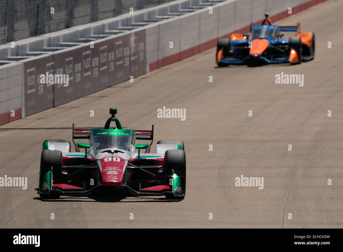 Callum Ilott (90) drives during an IndyCar auto race Sunday, Aug. 31 ...