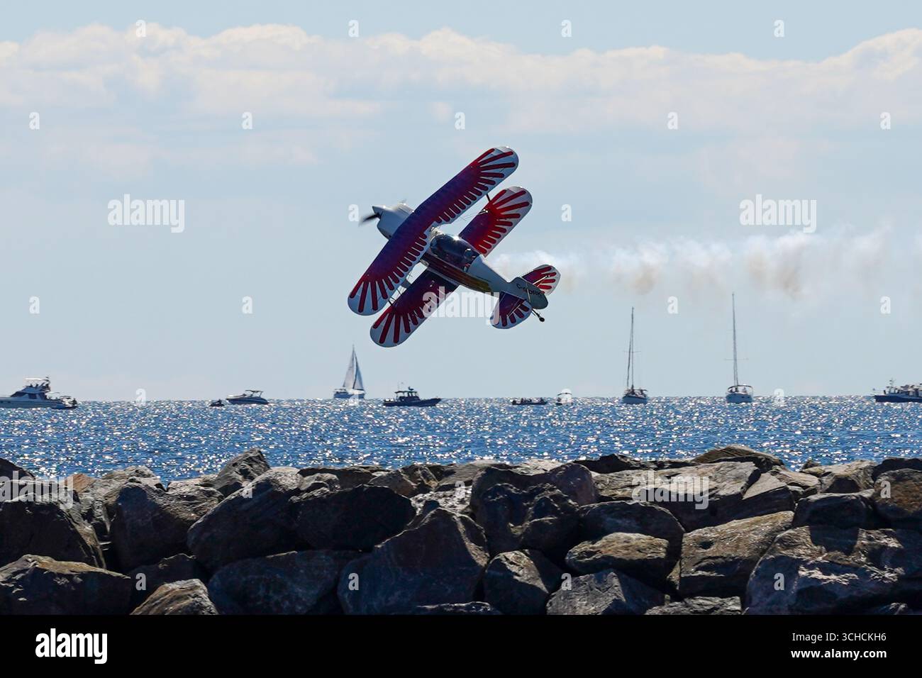 Aerobatic pilot Trevor Rafferty performs an expert routine in the ...