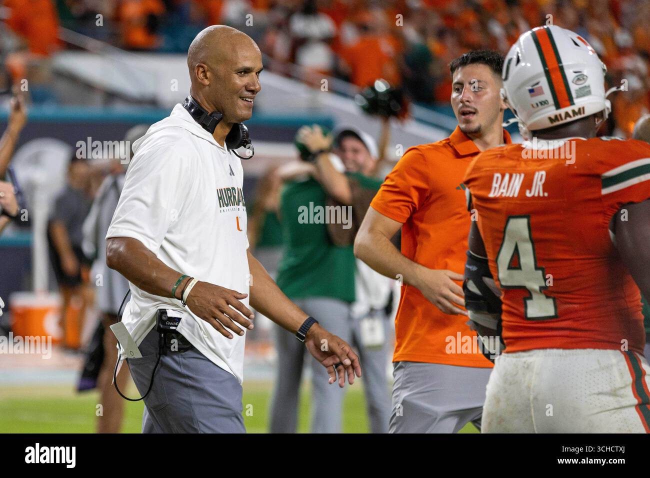 MIAMI GARDENS, FL - AUGUST 31: Miami Hurricanes defensive line coach ...