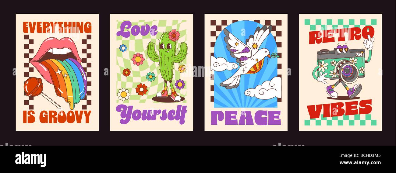 Poster Vintage "PEACE COULD BE GROOVY" 50x70 Cm - Neuf, Haute Qualité, Marque PostersAndCo