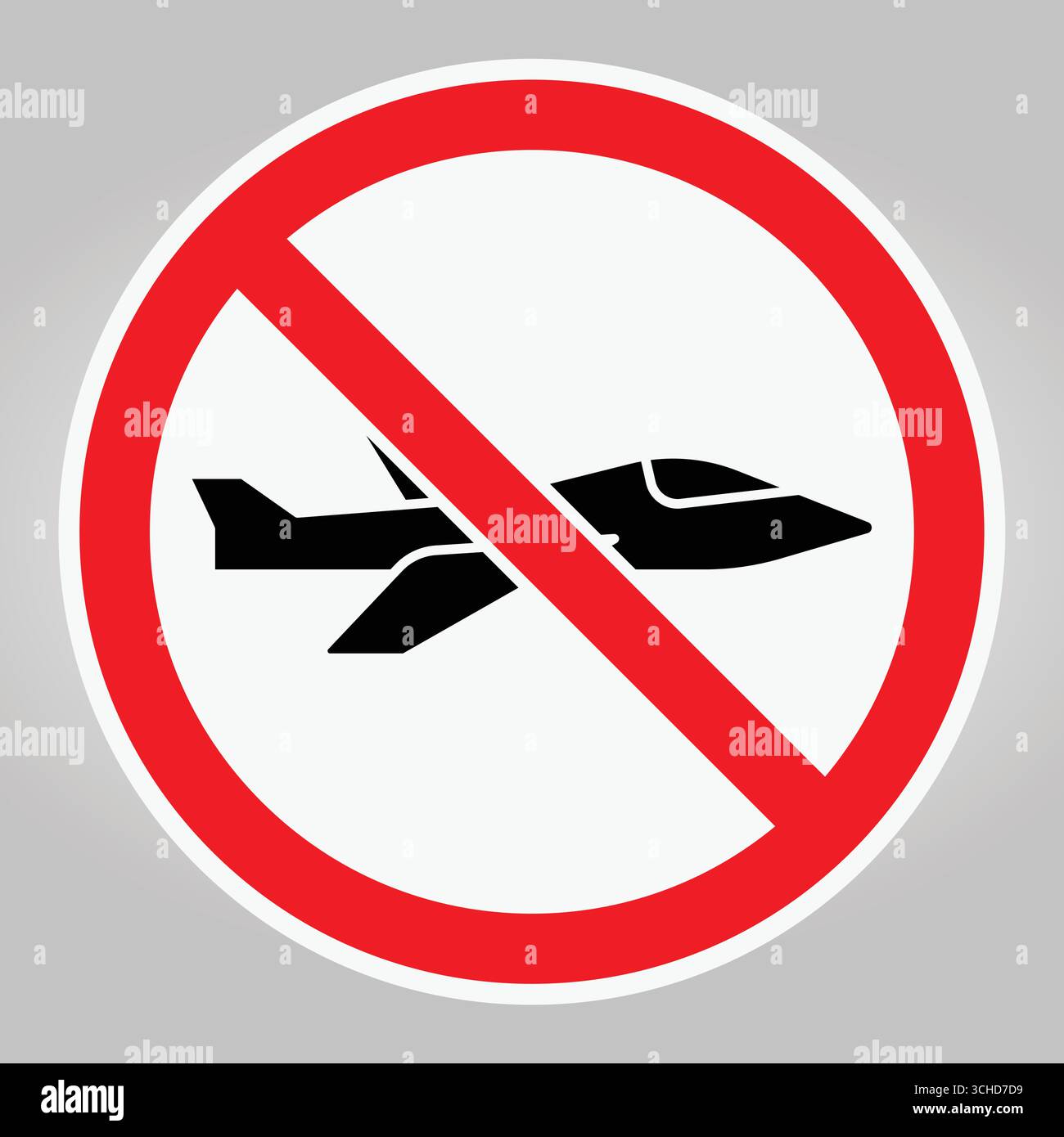 A striking illustration of a no air traffic sign featuring a jet ...